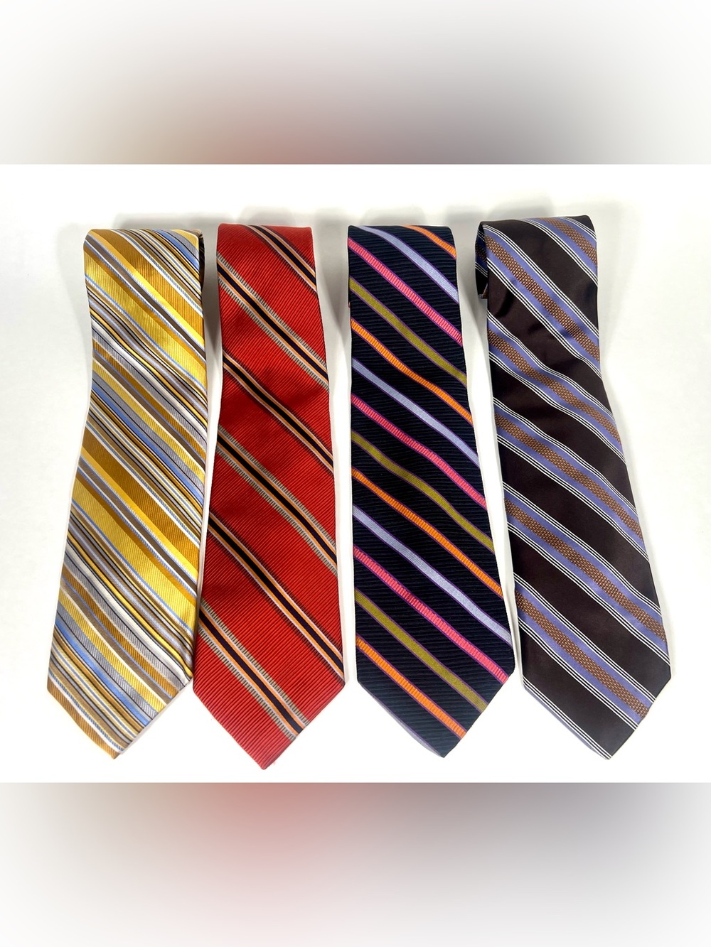 Robert Talbott Striped Tie Lot of 4 - Yellow, Red, Navy, Brown